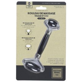 Cosmetic Club Masajeador Facial Jade Negro con Doble Rodillo Liso y con Bultos para Reafirmar y Alisar Todo Tipo de Piel