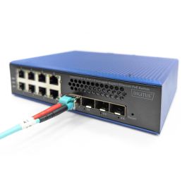 Digitus 8+4P 10G Uplink Industrial Gigabit Ethernet PoE Switch L3 Managed, 8 Puertos Gigabit Ethernet PoE, 4 Puertos Uplink SFP+, Gestionado