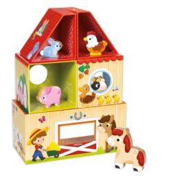Goula Juego de Construcción de Madera "Mi Primera Granja" con 10 Piezas para Apilar y Construir, Cartón y Madera, para Niños +1 Año