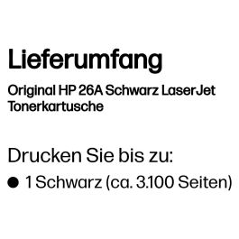 HP LaserJet Pro M402/426 Toner Negro nº26A 3.100 paginas Capacidad estandar