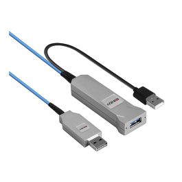 LINDY Cable USB 3.0 43345 de 30 m Fibra óptica 5 Gbit/s, USB A Macho a 2x USB A (Macho/Hembra), Azul/Plata