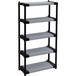 Estantería de plástico - TOOD - 5 baldas - Carga 80 kg - 80x40x171 cm - Negro/gris
