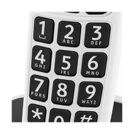 Doro PhoneEasy 100w - Teléfono DECT con altavoz, 20 entradas en agenda, identificador de llamadas y pantalla con luz de fondo, color Blanco