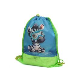 KioKids Bolsa de Playa Convertible Mochila Animales Verde Safari Fun +0 Meses Transpirable Fácil de Sacudir Arena Poliéster 5L