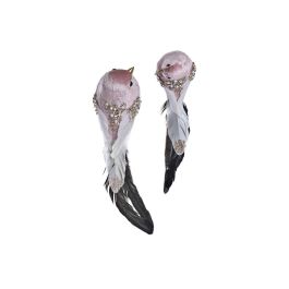 Figura Navidad Alpina DKD Home Decor Rosa Negro 8 x 8 x 25 cm (2 Unidades)
