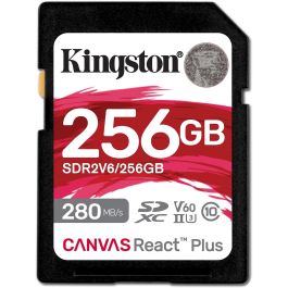 Kingston Tarjeta de memoria Canvas React Plus SDXC 256GB UHS-II U3 V60 280MB/s Lectura 150MB/s Escritura para 4K Precio: 94.50000054. SKU: B1E7K28EA7