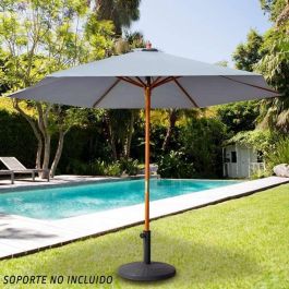 Parasol terraza 300 cm con mástil de madera 4,8 cm color gris Parasol terraza 300 cm con mástil de madera 4,8 cm color gris