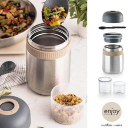 Bra Termo Enjoy Signature A196123, 1000ml, Acero Inoxidable, para Alimentos y Bebidas, Tapa Segura, Base Antideslizante
