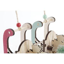 DKD Home Decor Decoración Navidad Tradicional Trineo Madera Turquesa Rojo Pack 12 Unidades