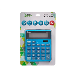 Liderpapel xf21 Calculadora de Sobremesa 10 Dígitos Solar y Pilas Color Azul 127x105x24 mm