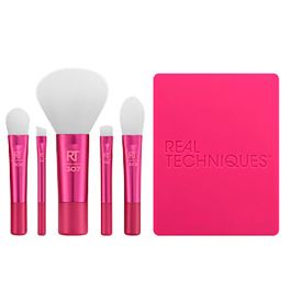 Real Techniques Vivid Escape Glow-To-Go Set de Brochas de Maquillaje Mini 5 Piezas con Estuche y Espejo, Veganas Real Techniques Vivid Escape Glow-To-Go Set de Brochas de Maquillaje Mini 5 Piezas con Estuche y Espejo, Veganas