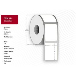 Capture Label 70 x 30 - Core 25. White. Premium. DT. Removable. 1.000 labels per roll. 4 rolls per box. Black Mark Precio: 93.88999961. SKU: B1B5VRB87T