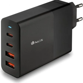 NGS Cargador Pared GaN BUD100W 100W 4 Puertos USB-C PD/PPS y USB-A QC 3.0 Carga Rápida para Smartphones Tablets y Portátiles