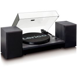 Lenco LS-300 Tocadiscos Automático con Bluetooth Negro de Madera, Tracción por Correa Plug & Play 33/45 RPM