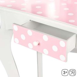 Tocador belleza de madera con lunares blanco y rosa 63x29x100 cm Tocador belleza de madera con lunares blanco y rosa 63x29x100 cm
