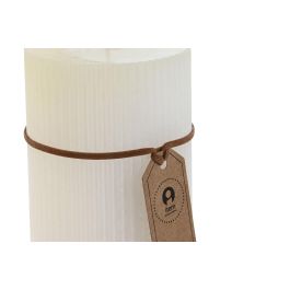 DKD Home Decor Vela de Cera Blanca Fragancia Algodón, 80h Duración, 450g - Acabado Rayado 7x7x15 cm - Pack 12 Unidades