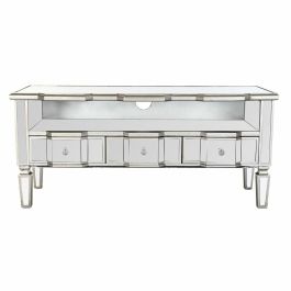 DKD Home Decor Mueble TV Glam con 3 Cajones Plateado, de Espejo y MDF, 112 cm Ancho x 45 cm Fondo x 50 cm Alto DKD Home Decor Mueble TV Glam con 3 Cajones Plateado, de Espejo y MDF, 112 cm Ancho x 45 cm Fondo x 50 cm Alto