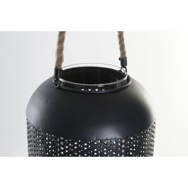 DKD Home Decor Portavelas Loft Negro Marron Metal Cuerda Cristal 22 x 63 x 22 cm