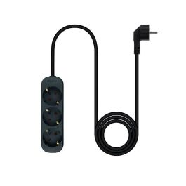Nanocable 10.38.0003-NS-BK Regleta de 3 Tomas con Cable 1.4m, Protección Infantil, 3680W, Negra