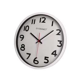 Q-connect Reloj de Pared Oficina Redondo Plástico Blanco 34 cm