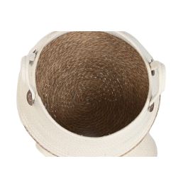 DKD Home Decor Cesta de Almacenamiento Crema Natural de Fibra y Algodón 41 x 37 x 41 cm Set de 3 Piezas