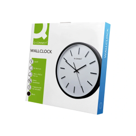 Q-connect Reloj de Pared Redondo de Plástico Negro 34,4 cm Movimiento Silencioso