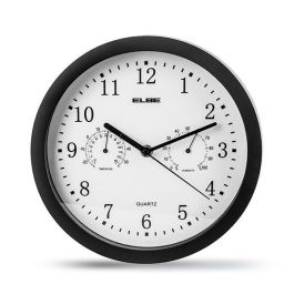 Reloj De Pared Temperatura Y Humedad 25Cm Negro ELBE RP-1005-N