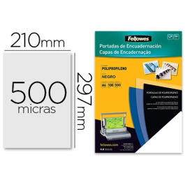 Fellowes Tapa de Encuadernación Din A4 Polipropileno Negro 500 micras Pack 100 Unidades Precio: 21.88999989. SKU: S8407285