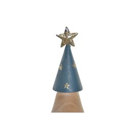 DKD Home Decor Árbol de Navidad Moderno Paulownia Natural Azul 5.5 x 15 x 5 cm (2 Unidades)