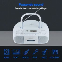 Medion AAAPE16805 Radio CD K7 FM con 2x3W RMS - Reproductor de Música Compacto y Portátil, Azul