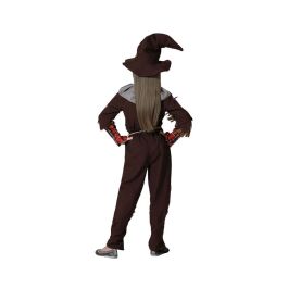 Disfraz Espantapájaros Parchado para Niña Infantil 10-12 Años con Sombrero, Cinturón, Camiseta y Pantalón Marrón y Gris | Ideal Halloween y Otoño