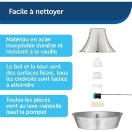 Fuente - PETSAFE - SEASIDE - Acero inoxidable - 1,8 L Fuente - PETSAFE - SEASIDE - Acero inoxidable - 1,8 L
