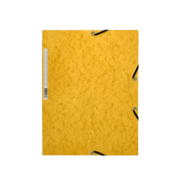 Q-connect Carpeta KF02166 Cartón Símil-Prespán con Gomas y Solapas, 320x243 mm, Amarilla, Formato A4