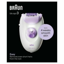 Braun Silk-épil 3 Depiladora Eléctrica para Mujer, 20 Pinzas MicroGrip, Luz Smartlight, Cabezal Masaje, Púrpura, Fabricada en Alemania