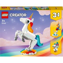 LEGO 31140 Unicornio Mágico Set Construcción Creator 3en1 Articulado Caballito de Mar Pavo Real +7 Años