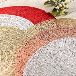 Quid Mantel Individual Polipropileno Oro 38 cm Habitat Texturizado, Apilable y fácil de limpiar