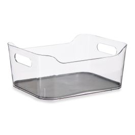 Kinvara Organizador con Antideslizante 24 cm Alto Plástico PET Reciclado y TPR Gris Transparente (Set de 12)