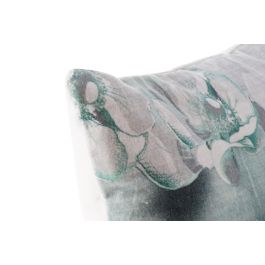 DKD Home Decor Cojin Oriental Flores Azul Verde Polyester con Cremallera 45x45x10 cm (2 Unidades)