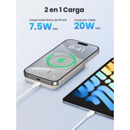 UGREEN 25208 Batería Externa 10000 mAh Cargador Inalámbrico Beige para iPhone 12-15 Series, Carga Rápida PD 20W