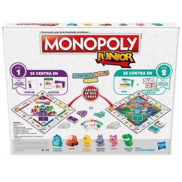Hasbro Gaming F8562 Monopoly Junior 2 Juegos en 1 - Juego de Mesa Educativo Bilingüe con Tablero Reversible: Contar, Leer y Sumar para Niños +4 años