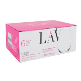 Lav Set de 6 Vasos Colección Gaia, Capacidad 475 ml por Vaso, Medidas Ø 7 x 9 x 11 cm (8 Cajas)