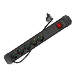 Lanberg SP1-05F-0500-BK Base Múltiple 5 Salidas AC Tipo F, Cable 5m, Uso Interior, Color Negro, con Supresor de Sobretensiones Precio: 20.50000029. SKU: B16TH47PPN