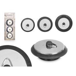 Set 3 Tapones Goma Acero para Fregadero Kinvara - 11.5x29x2.5 cm, Negro/Metal (24 Unidades) Precio: 39.79000058. SKU: B13A5GG6DQ