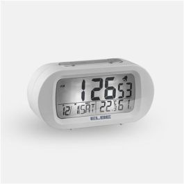 Elbe Reloj Despertador RD-009-B Temperatura Humedad Pantalla 9cm Blanco