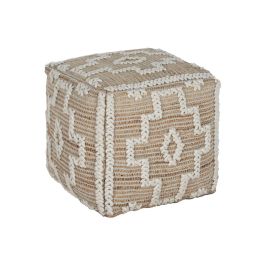 DKD Home Decor Reposapiés Boho Hecho a Mano de Yute, Lana, Algodón y Madera de Mango Natural y Blanco 45x45x45 cm Precio: 86.58999943. SKU: B148S6W9ZP