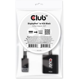 Club3D CAC-2013 Adaptador DisplayPort a VGA Activo Macho/Hembra Negro 0.228m Soporta 1920x1200