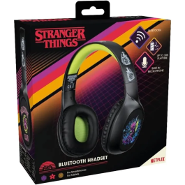 Konix Auriculares Inalámbricos Bluetooth 5.3 - Stranger Things - KON3328170000536 - Batería 30H - Micrófono - Negro/Amarillo para Smartphones y Tablets