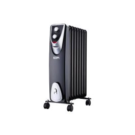 Edm Radiador Black Edition sin aceite, 8 elementos, 500-1000-1500W, termostato de alta precisión, antivuelco
