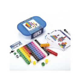 Amaya - Cubos Engarzables Juego Educativo, 100 Cubos en 10 Colores para Matemáticas y Construcción, Incluye Tarjetas de Actividad, para Niños +3 Años