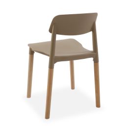 Versa Silla de Cocina Beige de Polipropileno con Patas de Haya 45x76x42 cm (4 Unidades)